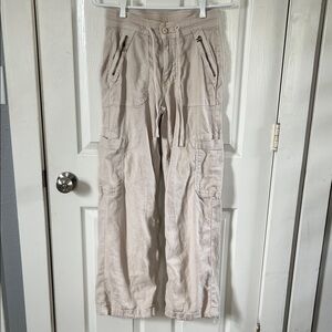 American Eagle Beige Dreamy Drape Baggy High Rise Wide Leg Pants Size 00R